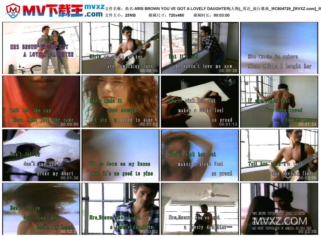 佚名-MRS BROWN YOU VE GOT A LOVELY DAUGHTER(人物)_英语_流行歌曲_MC804729